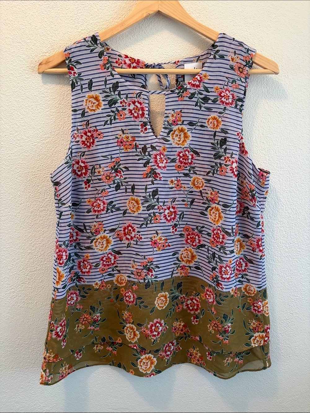 Cabi Penelope floral striped tank | size smal